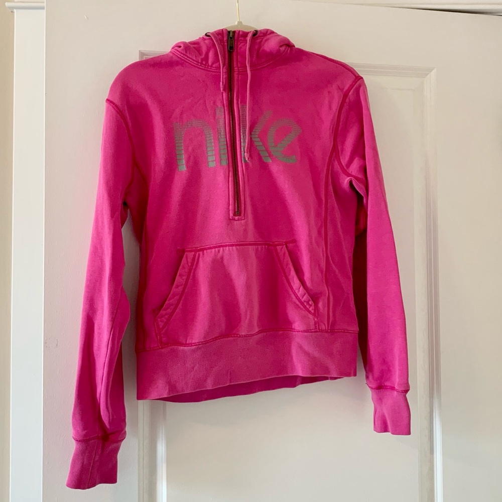 Nike Pink Quarter Zip Hoodie Sweatshirt